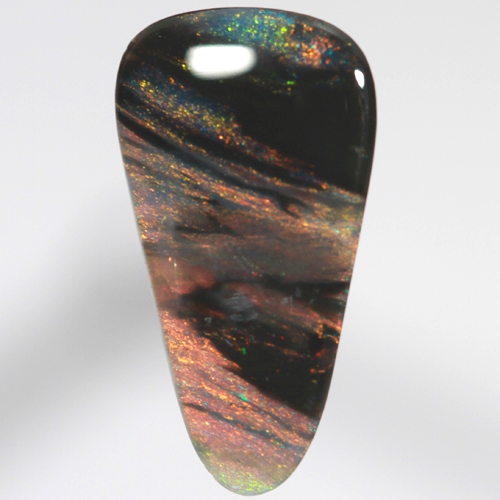 SOLID BLACK OPAL Banded pattern of red and green amongst black bands